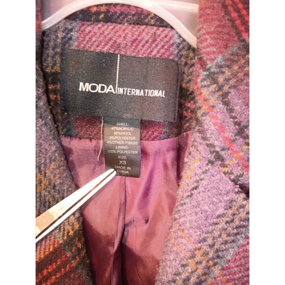 MODA INTERNATIONAL (BY VICTORIA'S SECRET) VINTAGE PLAID PEACOAT  XS - Picture 12 of 12